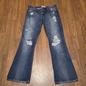 Abercrombie & Fitch Womens Bootcut Jeans Size 8 Distressed Blue Denim Y2K E80